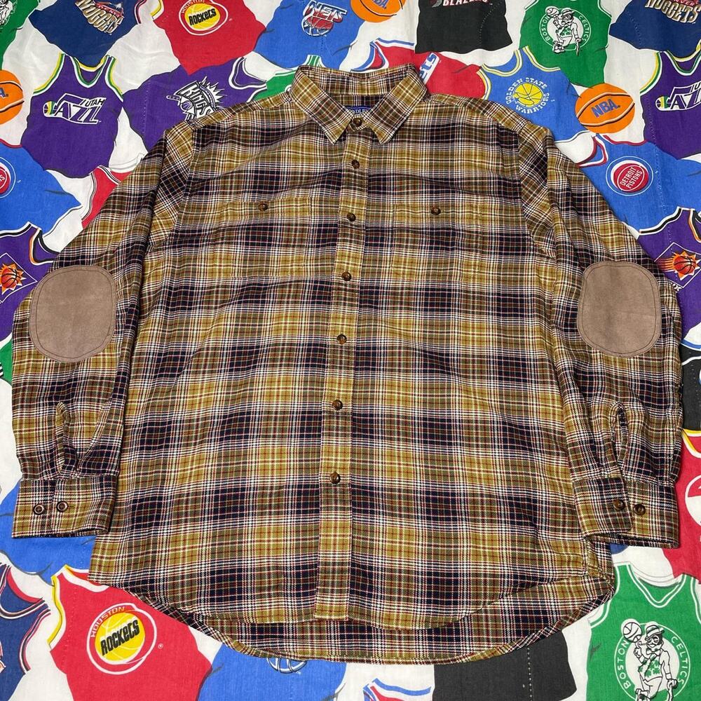 Vintage Pendleton Shirt Large Green Blue Button Up Cotton Casual Long Sleeve